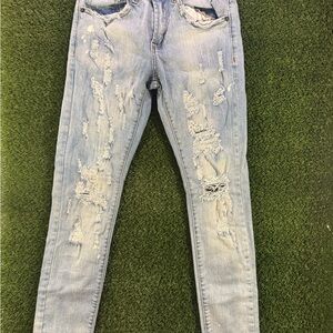 Distressed Light Blue Men’s Skinny Jeans-30x32